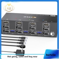 2 Displayport 8K@60Hz 4K@144Hz Triple Monitor Keyboard and Mouse Switch ABS US-Plug