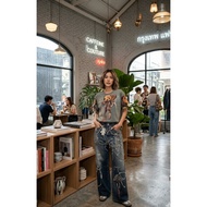 Acne studios Label (Keep Me Around) Bear Shirt + 3d Beaded Printed Jeans SZ.S