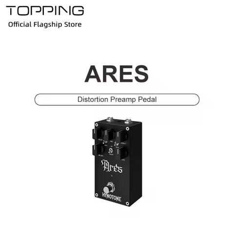 TOPPING ARES Distortion Preamp Pedal - 5-Stage JFET Circuit, 3-Band EQ, Boost for Aggressive Tone, I