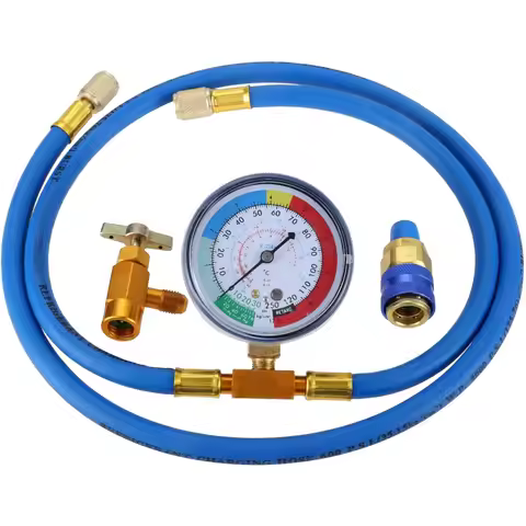 AC Air Conditioner Refrigerant Recharge Kit 59in Hose with Gauge Self-Sealing Dispensing Valve Can T