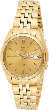 Seiko Mens SNK366K Seiko 5 Automatic Gold Dial Gold-Tone Stainless Steel Watch