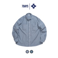 Men's navy long-sleeved checkered shirt 7DAYS Overshirt Monday