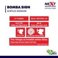 Bomba Acrylic Signage | Fire Safety Sign