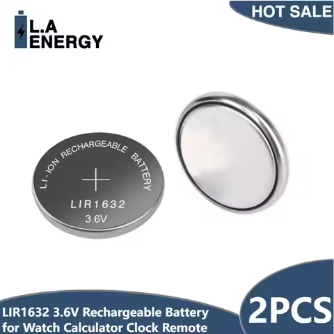 2PCS LIR1632 3.6V 35mAh Rechargeable Lithium Button Battery Replace CR1632 Coin Cell for Watch Calcu