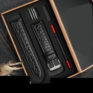 卐☫✇ American Crocodile Skin Watch Band Genuine Leather Men Watch Strap for Armani Citizen Rolex Foss