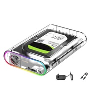 [themremain]-3.5" HDD/SSD Enclosure Transparent HDD/SSD Support 28TB SSD RGB Colorful Light Built-in