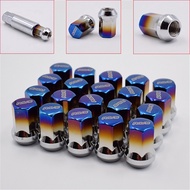 Stainless Steel Roasted Blue Rays Lug Nuts Wheel Nuts Spline Wheel Lock Nut 1.5