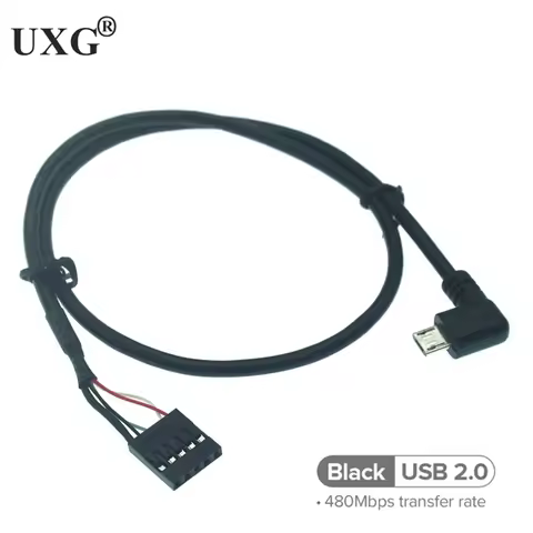 90 Degree 1pcs Micro USB Male Left Right Angle to Dupont 5 Pin Female Header Motherboard Cable 50cm/