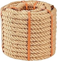 Jute Rope (1.5 in x 40 ft) 100% Natural Thick Hemp Rope Twisted Jute Rope 40 Feet 1.5 Inch 4 Ply Man