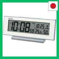Seiko Clock Alarm Clock Always On Radio Wave Digital Calendar Temperature Humidity Display White Vis