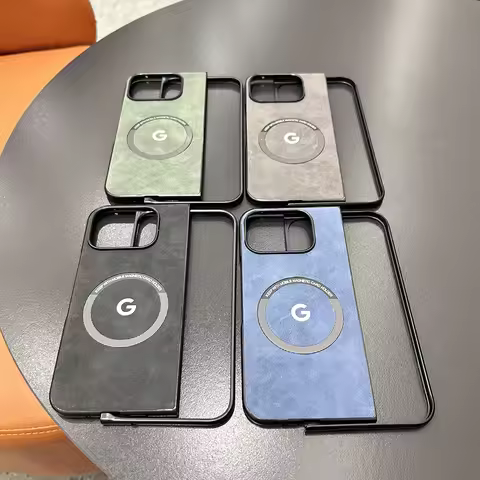 Original Case For Google Pixel 9 Pro Fold Fold2 Magnetic Sheepskin Leather Cases For Magsafe Wireles