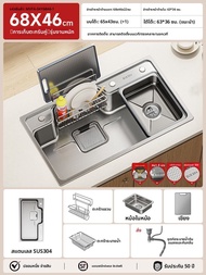JIAYUN | ชามล้างจานสแตนเลส 304 สไตล์ญี่ปุ่นติดใต้เคาน์เตอร์