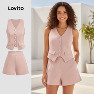 Lovito 女士优雅纯色开叉前上衣或下装 L132ED657