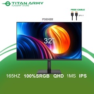 TITAN ARMY 32” IPS 2K QHD 165Hz 1ms HDR10 100%sRGB Adaptive Sync Gaming Monitor (P32H2R)