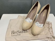 Resarah 訂製婚紗鞋裸色蕾絲高跟鞋 婚鞋 二手極新 降價