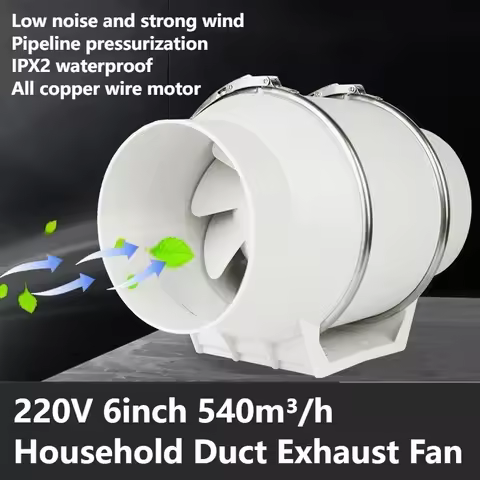 220V 6inch 540m³/h Household Kitchen Fume Exhaust Fan Duct Exhaust Fan Bathroom Strong Boost Ventila