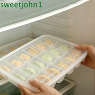 SWEETJOHN Microwave Thawable Dumpling Box, Transparent Plastic Frozen Dumpling Box, Practical Sealed Stackable Fresh-Keeping Dumpling Container Kitchen