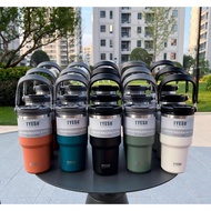 304 Stainless Steel Thermos Cup 30OZ Large Capacity Double Drinking Straw Coffee Cup Portable Car Ic