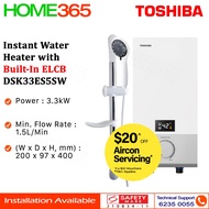 Toshiba Instant Water Heater with Built-In ELCB DSK33ES5SW