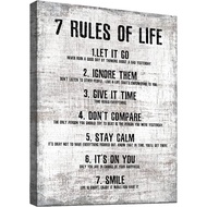 NW ART 777 Inspirational Wall Art for Bedroom Office Decor - 7 RULES OF LIFE Canvas Print 12"x 16" M