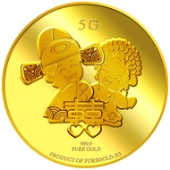 999.9 Pure Gold | 5g Wedding Couple Gold Medallion