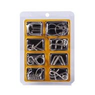 bmai GLOGLOW IQ Toys  8Pcs Test Mind Game Brain Teaser Metal Wire Puzzles Magic Trick Toy Disentangl