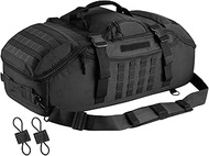 Large Duffle Bag, 3-in-1 Tactical Backpack MOLLE Pack for Sports, Gym, Outdoor, Black, Black, 65L, O