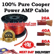 POWER AMP CABLE Wire 2GA 4GA 8GA 100% Full Copper OFC Cable 1 Meter , 2 Meter