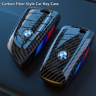 Luxury Carbon Fiber Style Car Key Case Cover Shell Fob For BMW X3 X5 X6 F30 F34 F10 F20 G20 G30 G01 G02 G05 F15 F16 1 3 5 7 Series