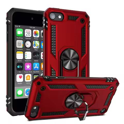 Armor Dual Layer Case 360 Degree Rotating Metal Ring Holder Kickstand Shockproof Cover for iPod TOUC