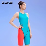 ZOKE Professional Swimwear Knee Length Competition Racing Training Shirt 1 Piece Swimwear Girls Spor