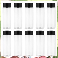 10Pcs 400Ml/13.5Oz Plastic Juice Bottle Transparent Coarse Cereals Storage Container Beverage Bottle