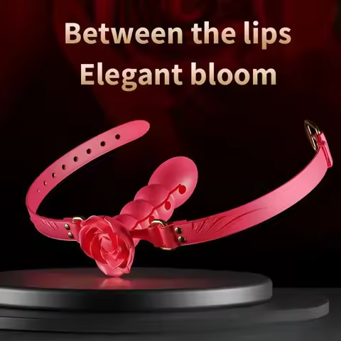 Adjustable Deep Throat Mouth Plug Leather Ball Gag BDSM Mouth Restraint Simulation Dildo Gag Flirtin
