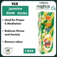 Viji (Agarbathi) Rose Incense Sticks - 1 Box (12 Packs x 12 sticks)