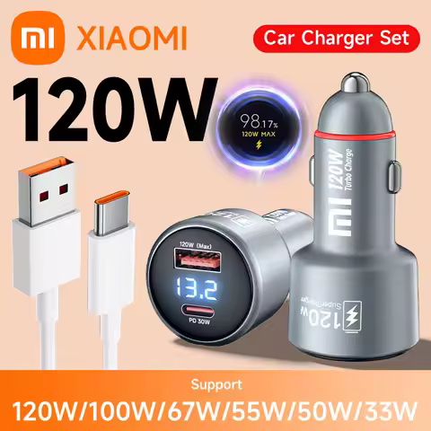 120W Xiaomi USB Type C Car Charger 67W 6A Turbo Fast Charging Adapter For Mi 14 13 13T 12 Pro Redmi