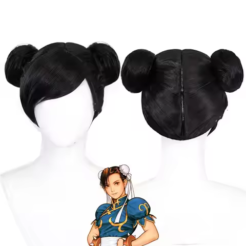 Game Street Fighter Fighter Cosplay Chun Li Black hair Wig For Women