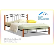 Steel and Wooden Queen Bed Frame / Katil Besi Kayu Queen Size / Bedroom Furniture / Perabot Bilik