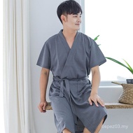 Sg Seller Bathrobe Men's Spring Summer Thin Short-Sleeved Long Style Water-Absorbent Quick-Drying Sw