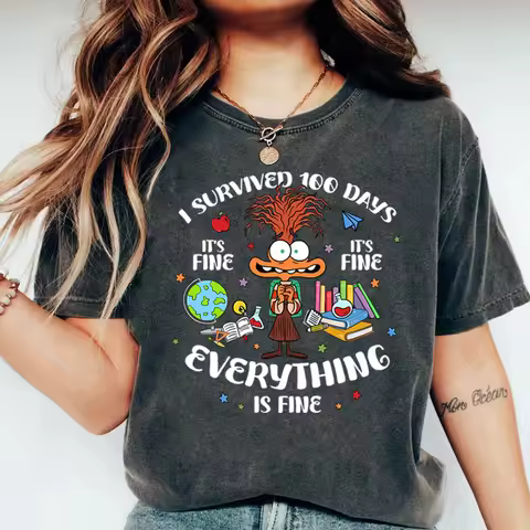 I'm Fine Everything Is Fine Anxiety Shirt Inside Out T-Shirt Anxiety Emotions Shirts 100 Days Teache