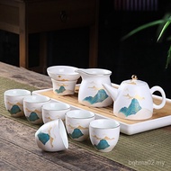 Matte High White Teapot Tea Set Household Business Kung Fu Tea Set Gift Set LOGO Kung Fu Tea Set 888