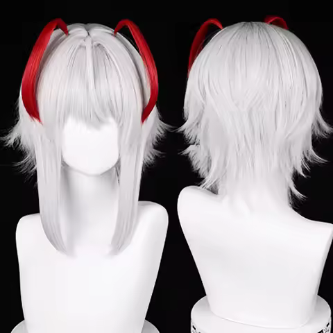 HAIRJOY Synthetic Hair Cosplay Wig Arknights W Synesthesia Cosplays Wig Silver White Hair Style