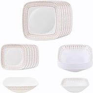 Corelle 21 Pc Square Round Dinner Set Golden Infinity