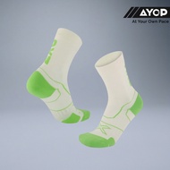 (Unisex) 2XU Vectr Cushion Crew Socks - Chalk/Lime Zest