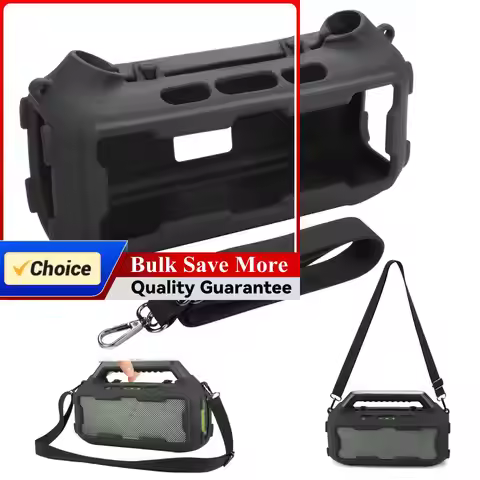Carrying Silicone Cover Case Fit for Soundcore Boom 2 Adjustable Shoulder Strap Full-Body Protective
