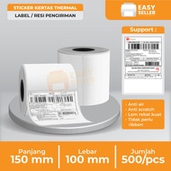 Label Thermal Resi Stiker 100x150 mm / Kertas Sticker A6 100 x 150 mm / Paper Thermal 100x150mm 500 Lembar Roll