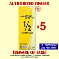 INSPIRE Quiz Pad Pads 1/2 LENGTHWISE 100x250mm 80 Leaves Intermediate Paper Papers - 5 Pads