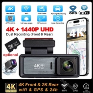 3.2Inch Dash Cam 4K+2K Dual Dash Car Camera Built-in WiFi GPS Car DVR Driving Recorder 24H Parking