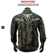(WASH VIP VERSION) High Quality Rock Classic Shirt Embroidered with Black Ox Pattern Luxurious Metal