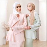 Kathlyn LACE Baju Raya 2024 BAJU KURUNG MODEN muslimah Purple Lilac kurung PASTEL PLAIN Satin Lace Dress Wudhu Friendly