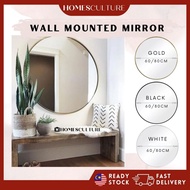 Dressing Vanity Bathroom Mirror Iron Round Hallway Mirror Cermin Hiasan Dinding Bulat Bilik Mandi